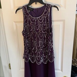 J Kara Purple Beaded Maxi Dress